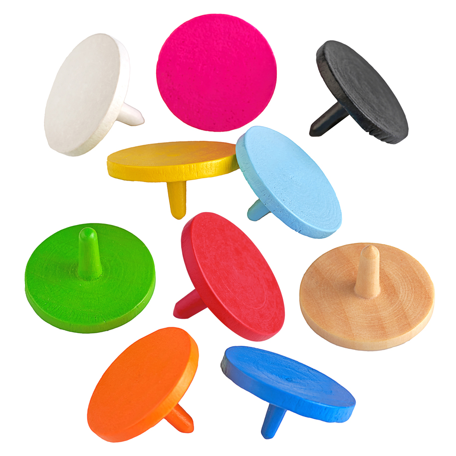 25mm wooden golf ball markers with spikes in multiple colours