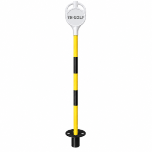 3ft Yellow & Black Flag Pin with Metal Shield and Plastic Base with logo