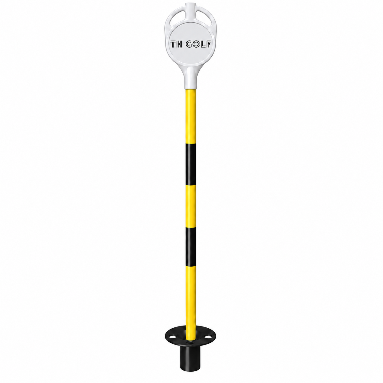 3ft Yellow & Black Flag Pin with Metal Shield and Plastic Base with logo