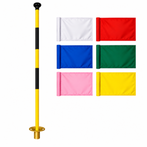 Putting Green Flagstick - Yellow & Black stripe & Metal Base